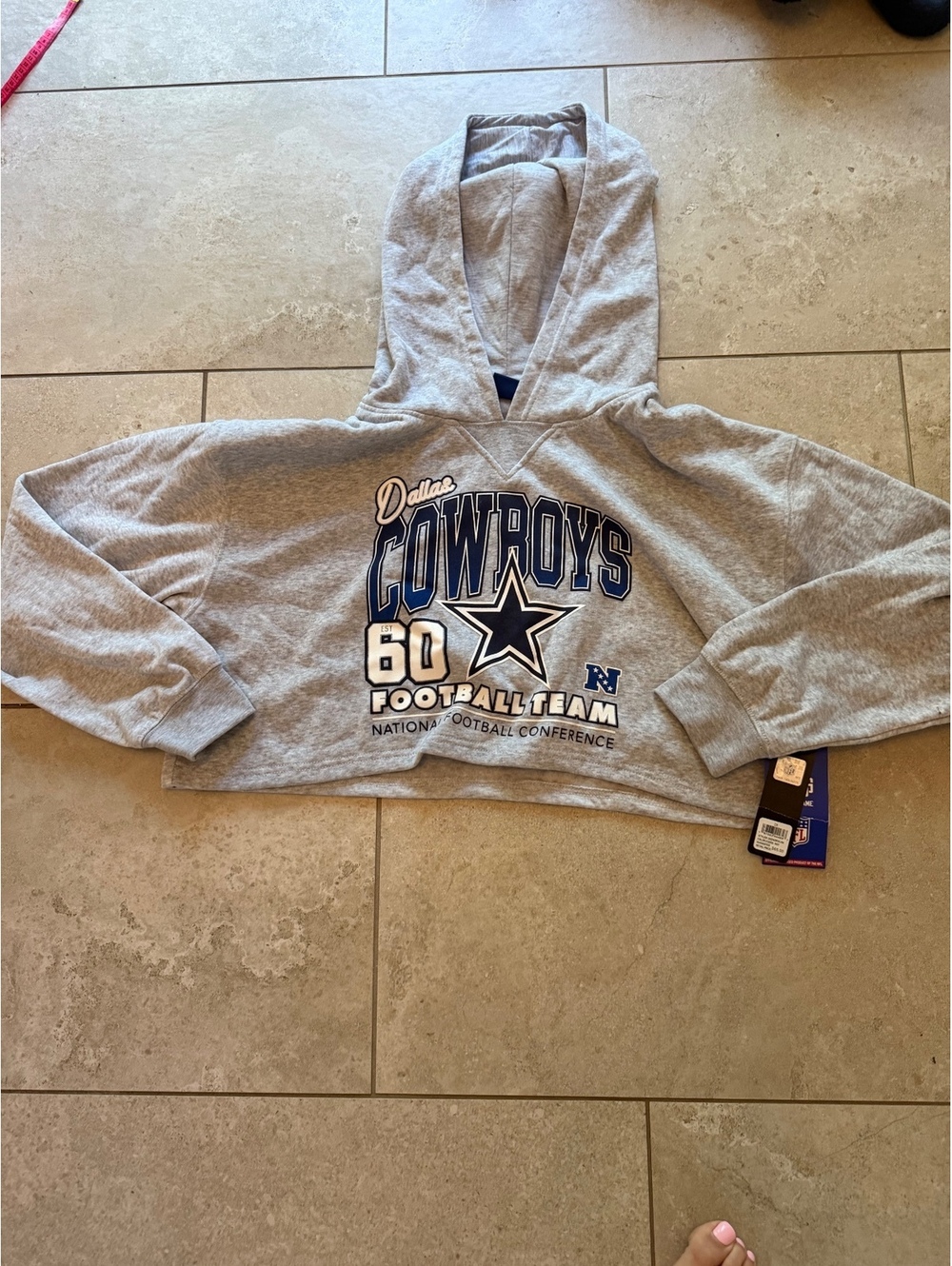 NWT Womens Dallas Cowboys Grey Cropped Pullover logo hoodie plus 1x NFL official